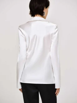 Clothing-Source Unknown Reyna Satin Blouse, Pearl