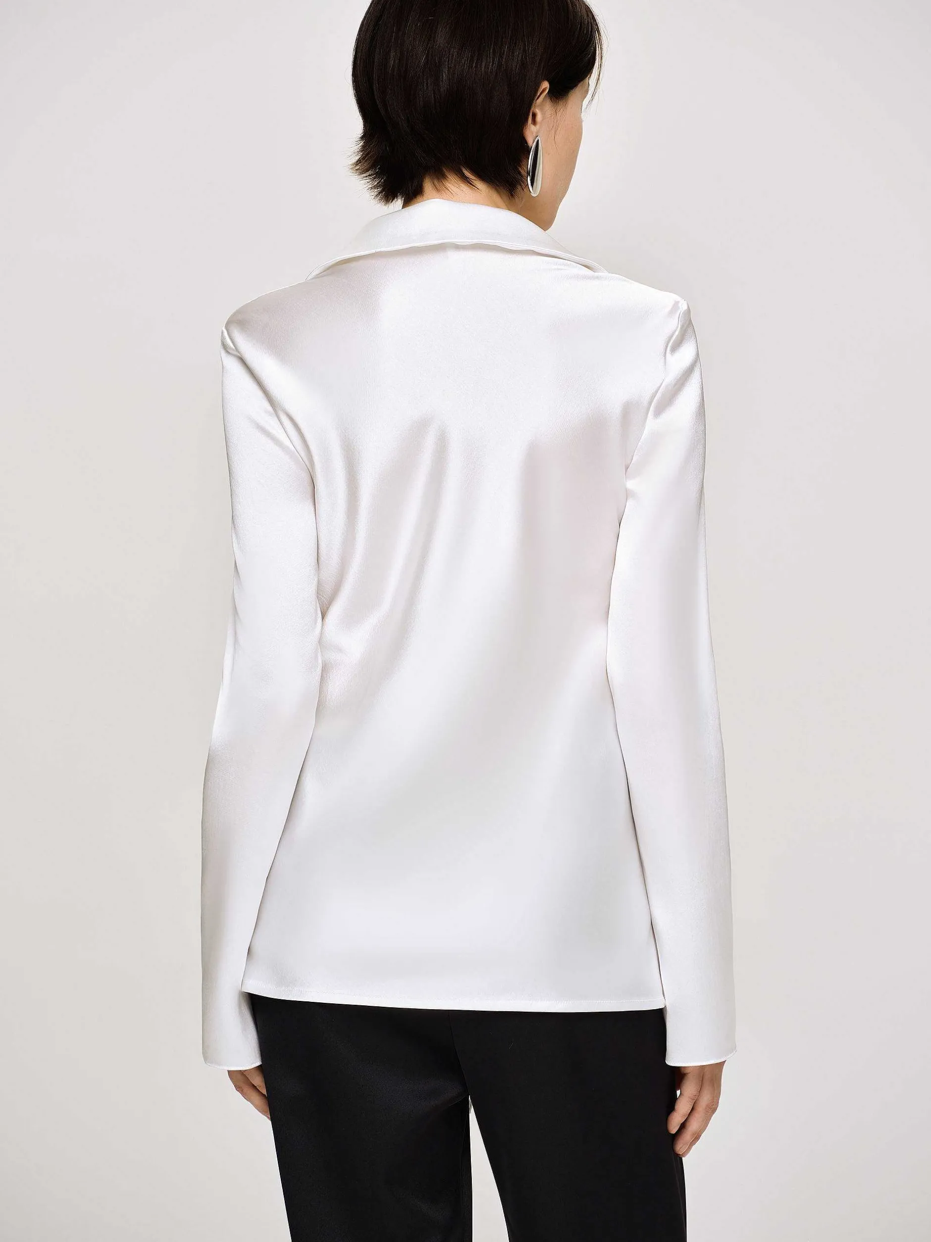Tops-Source Unknown Reyna Satin Blouse, Pearl