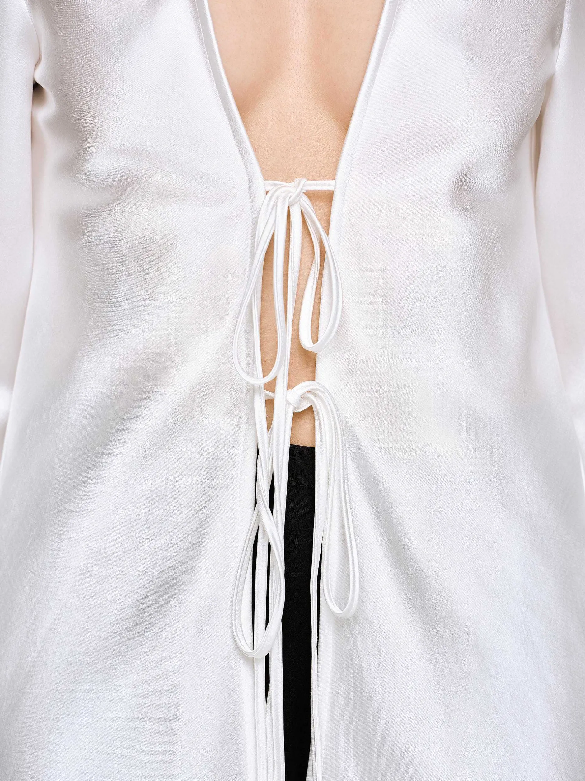 Tops-Source Unknown Reyna Satin Blouse, Pearl