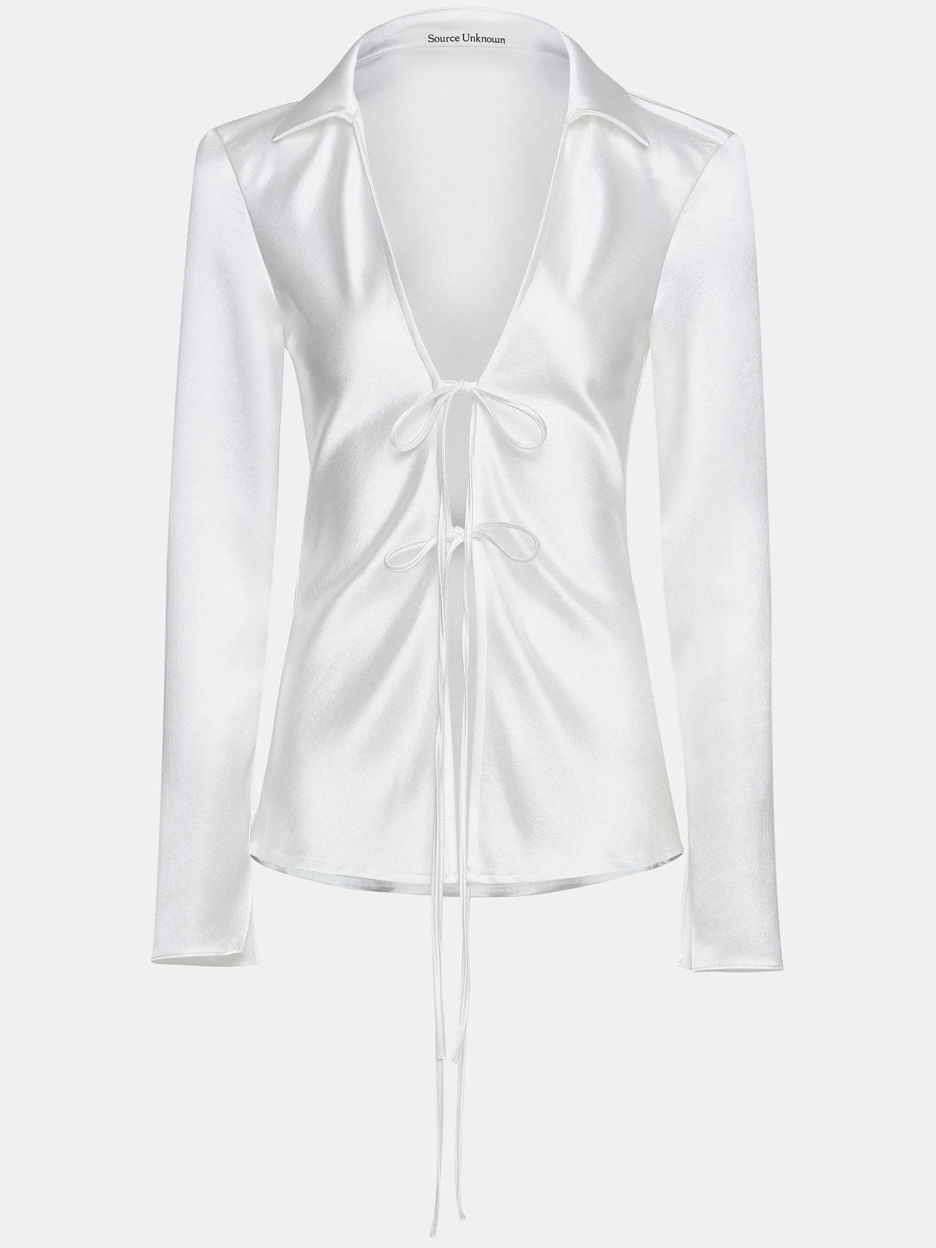 Tops-Source Unknown Reyna Satin Blouse, Pearl