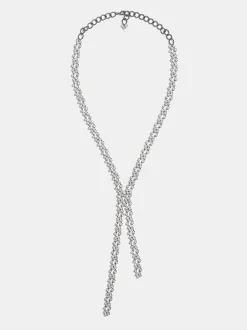 Clothing-Source Unknown Rhinestone Drop Necklace, Silver