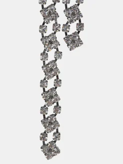 Clothing-Source Unknown Rhinestone Drop Necklace, Silver