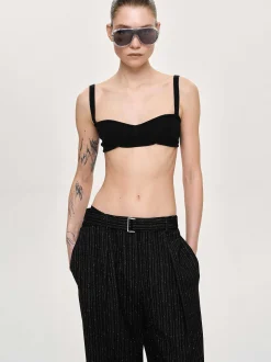 Tops-Source Unknown Rib Knit Bra, Black