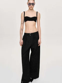 Tops-Source Unknown Rib Knit Bra, Black