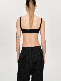 Tops-Source Unknown Rib Knit Bra, Black