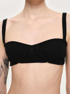 Clothing-Source Unknown Rib Knit Bra, Black