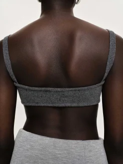 Tops-Source Unknown Rib Knit Bra, Charcoal