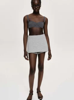 Clothing-Source Unknown Rib Knit Bra, Charcoal