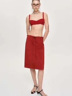 Knitwear-Source Unknown Rib Knit Bra, Red