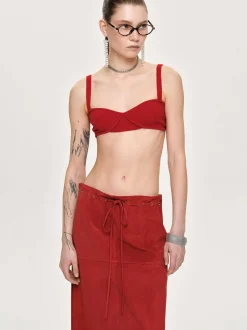 Tops-Source Unknown Rib Knit Bra, Red