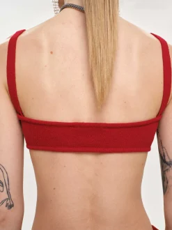 Tops-Source Unknown Rib Knit Bra, Red