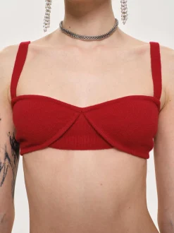 Tops-Source Unknown Rib Knit Bra, Red