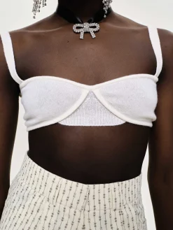 Knitwear-Source Unknown Rib Knit Bra, White