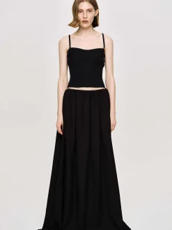 Clothing-Source Unknown Rib Knit Camisole, Black
