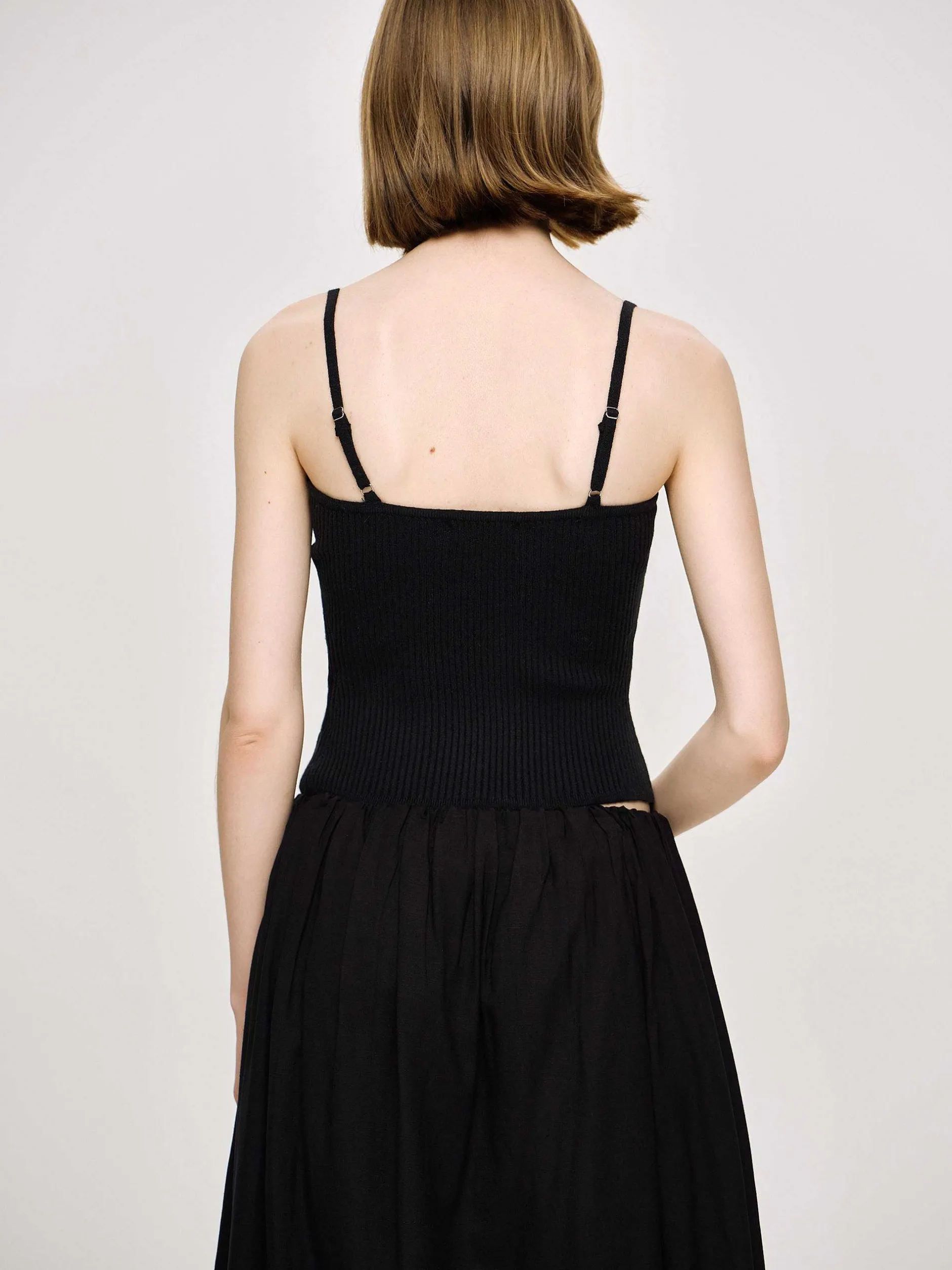 Clothing-Source Unknown Rib Knit Camisole, Black