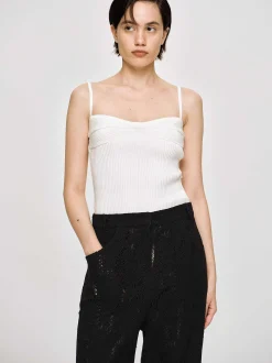 Clothing-Source Unknown Rib Knit Camisole, White