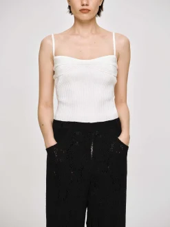 Clothing-Source Unknown Rib Knit Camisole, White