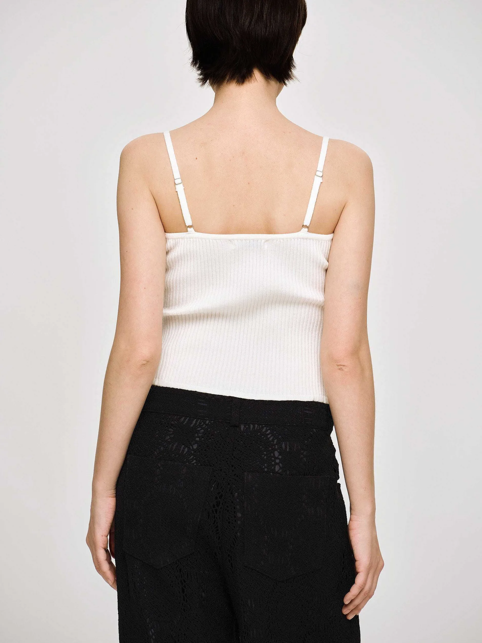 Knitwear-Source Unknown Rib Knit Camisole, White