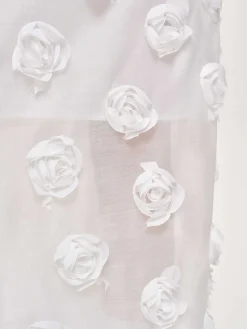 Bottoms-Source Unknown Rose Applique Midi Skirt, White