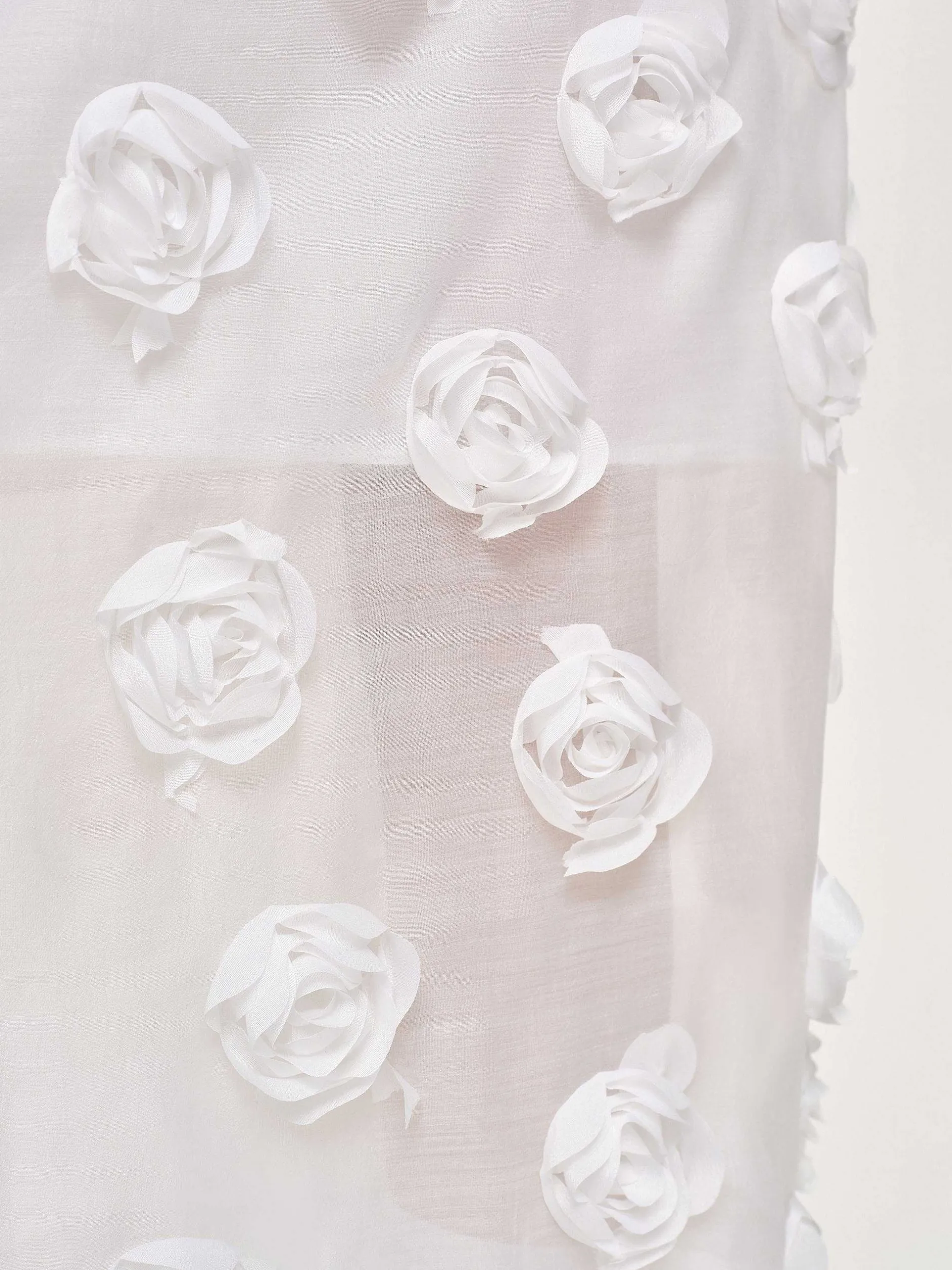 Bottoms-Source Unknown Rose Applique Midi Skirt, White