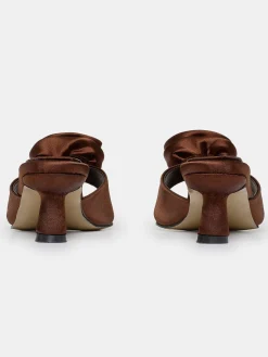 Shoes & Bags-Source Unknown Rose Applique Satin Mules, Chocolate