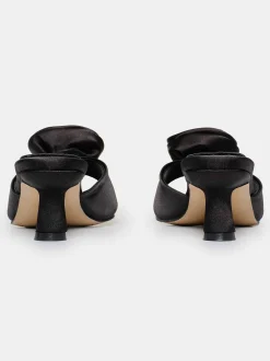 Shoes & Bags-Source Unknown Rose Applique Satin Mules, Black