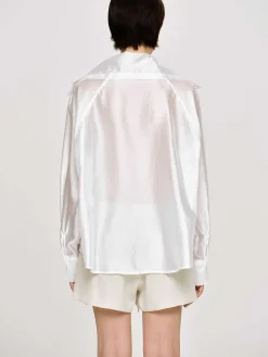 Clothing-Source Unknown Sailor Collar Sheer Shirt, White