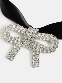 Clothing-Source Unknown Satin Bow Choker, Black