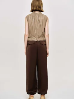 Clothing-Source Unknown Satin Jogger Pants, Merlot Red
