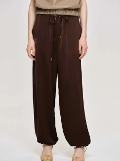 Clothing-Source Unknown Satin Jogger Pants, Merlot Red
