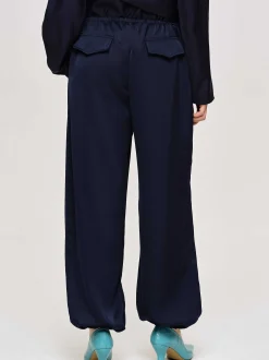 Bottoms-Source Unknown Satin Jogger Pants, Navy