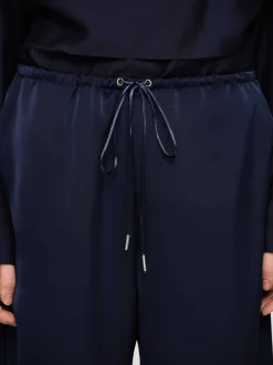 Bottoms-Source Unknown Satin Jogger Pants, Navy