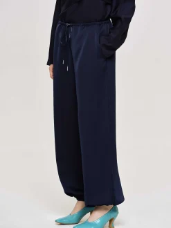 Clothing-Source Unknown Satin Jogger Pants, Navy