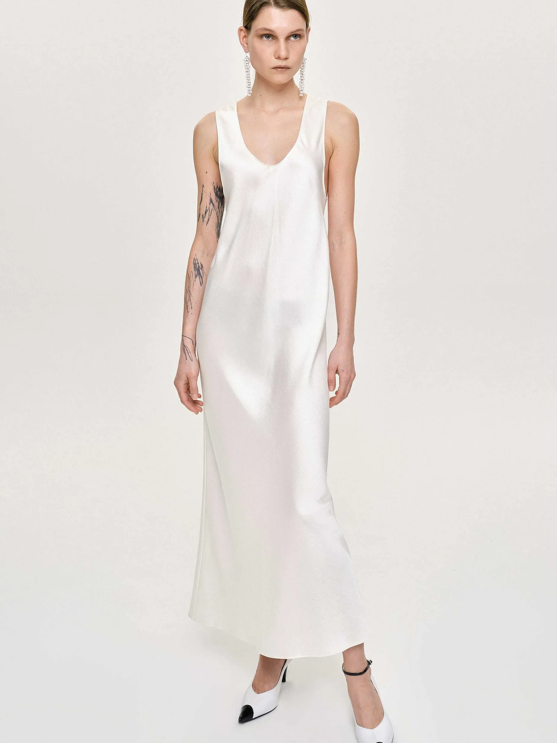 Accessories-Source Unknown Satin Maxi Dress, Pearl
