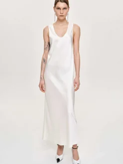 Accessories-Source Unknown Satin Maxi Dress, Pearl