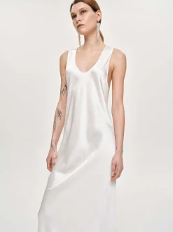 Accessories-Source Unknown Satin Maxi Dress, Pearl