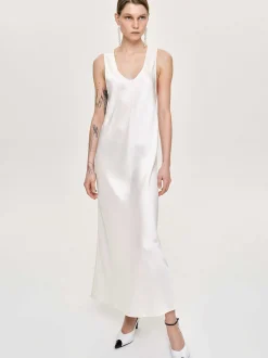 Accessories-Source Unknown Satin Maxi Dress, Pearl