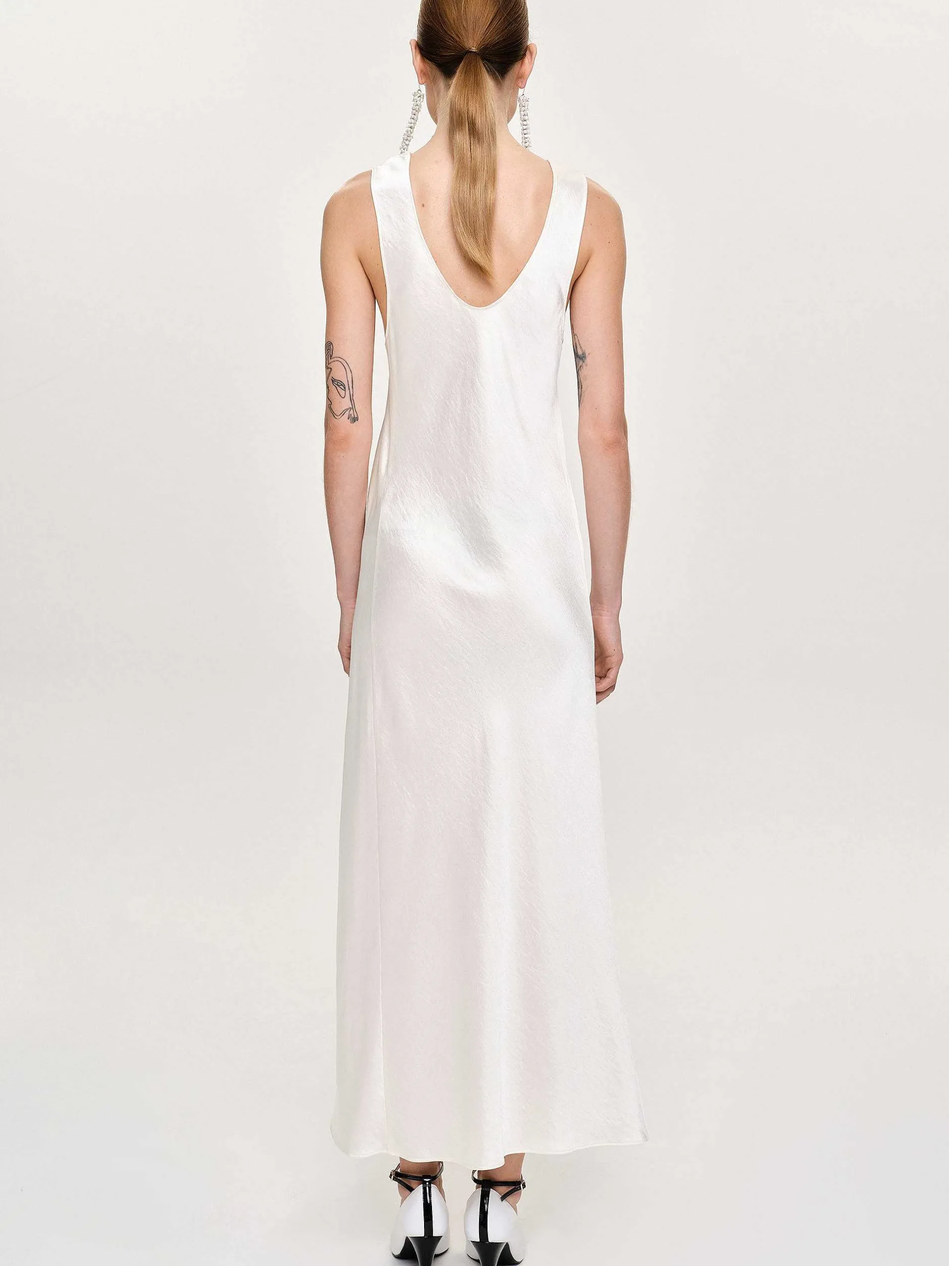 Accessories-Source Unknown Satin Maxi Dress, Pearl