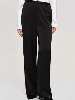 Accessories-Source Unknown Satin-Crepe Pants, Black