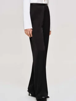 Accessories-Source Unknown Satin-Crepe Pants, Black