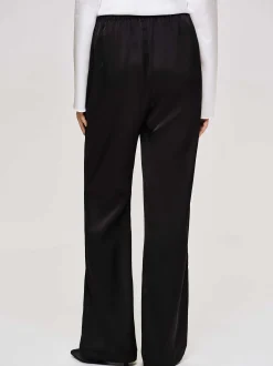 Accessories-Source Unknown Satin-Crepe Pants, Black