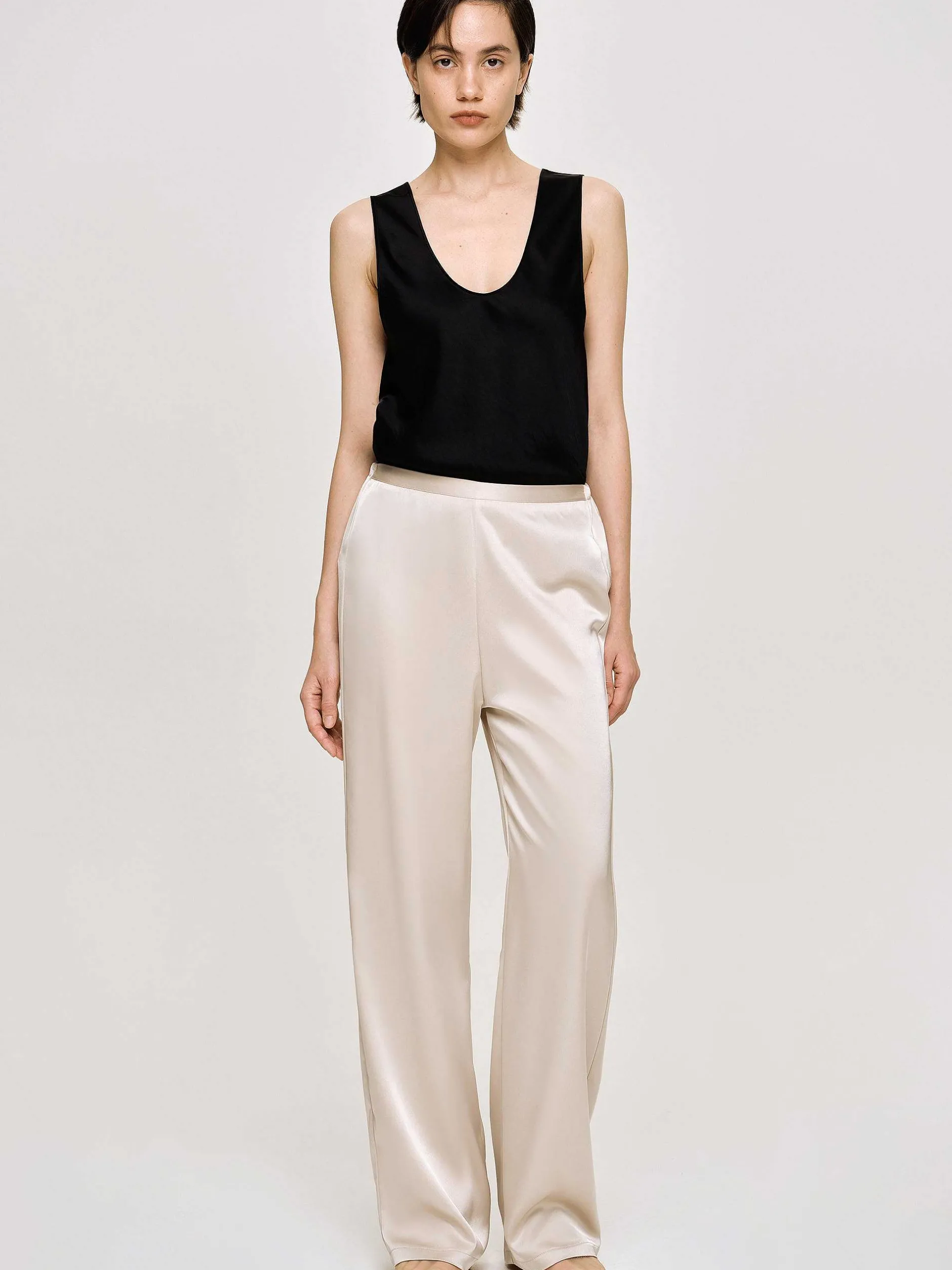 Accessories-Source Unknown Satin-Crepe Pants, Champagne