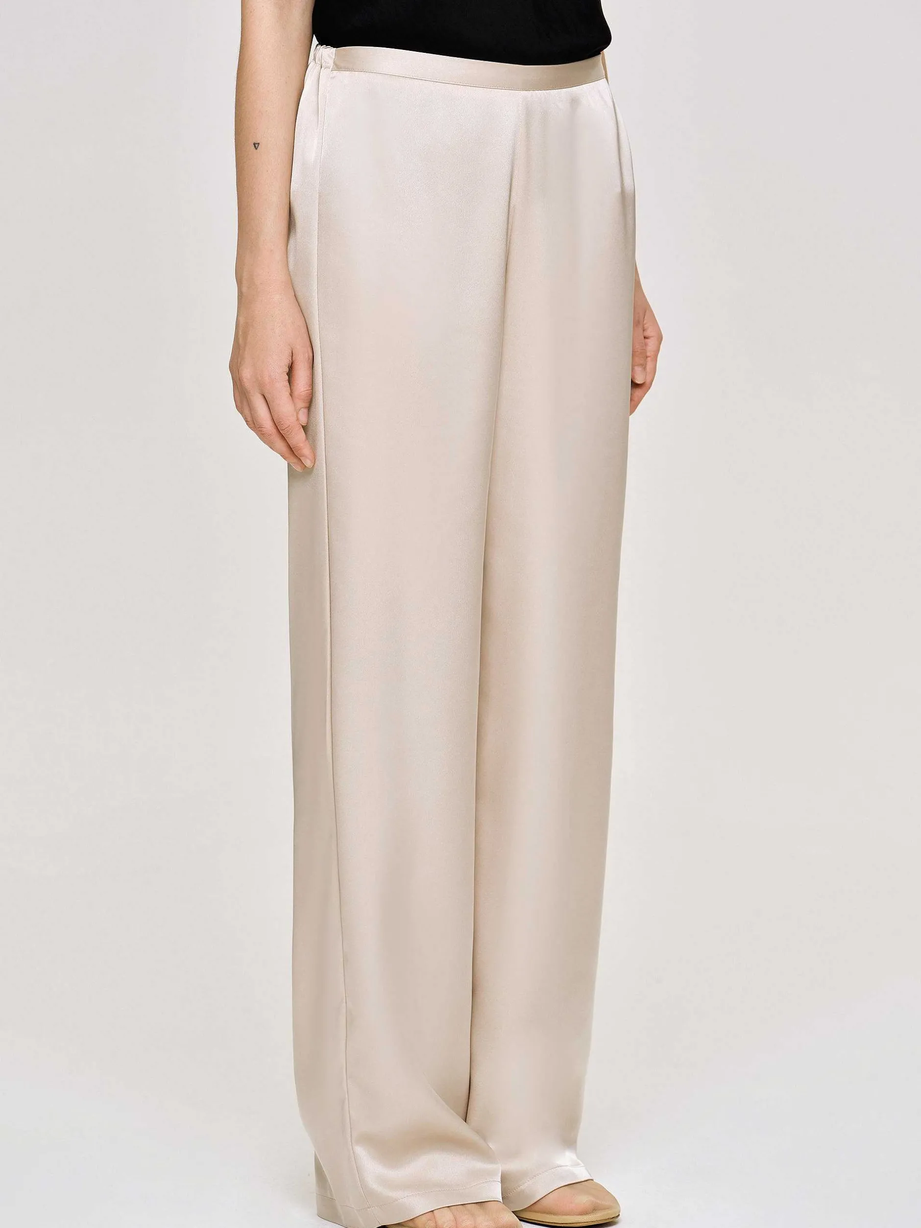 Accessories-Source Unknown Satin-Crepe Pants, Champagne