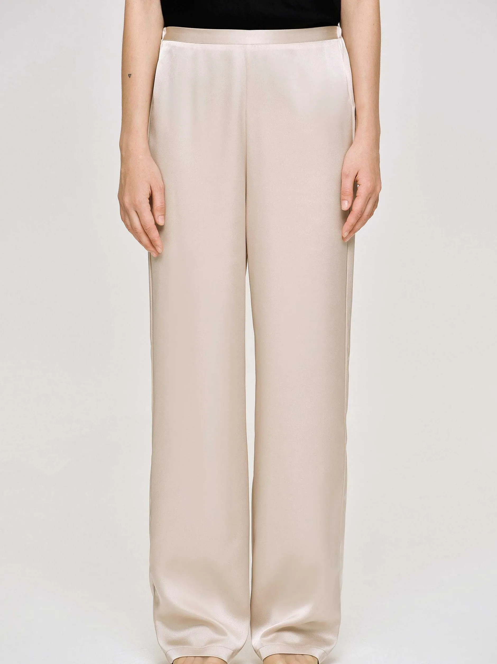 Accessories-Source Unknown Satin-Crepe Pants, Champagne