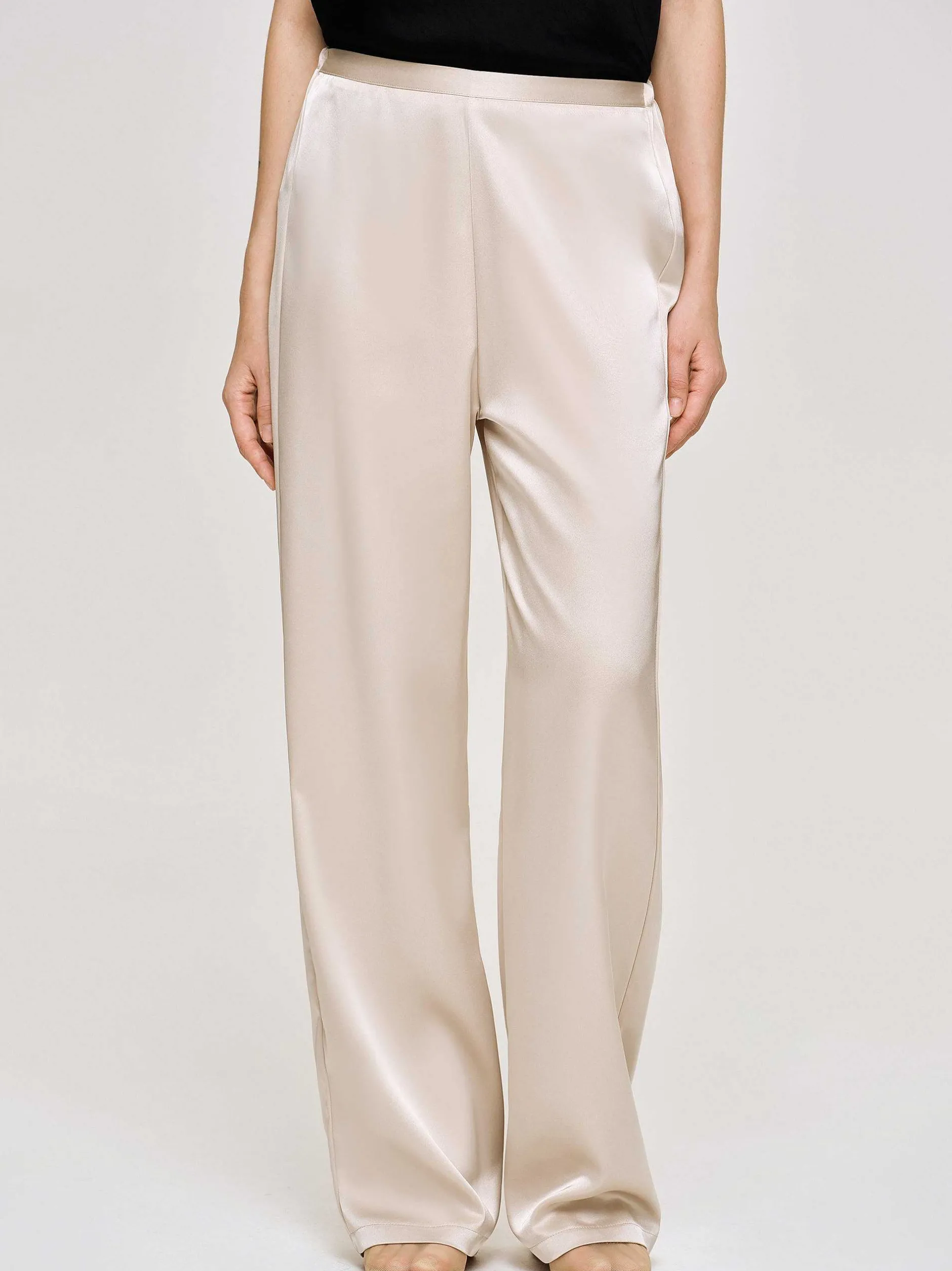 Accessories-Source Unknown Satin-Crepe Pants, Champagne