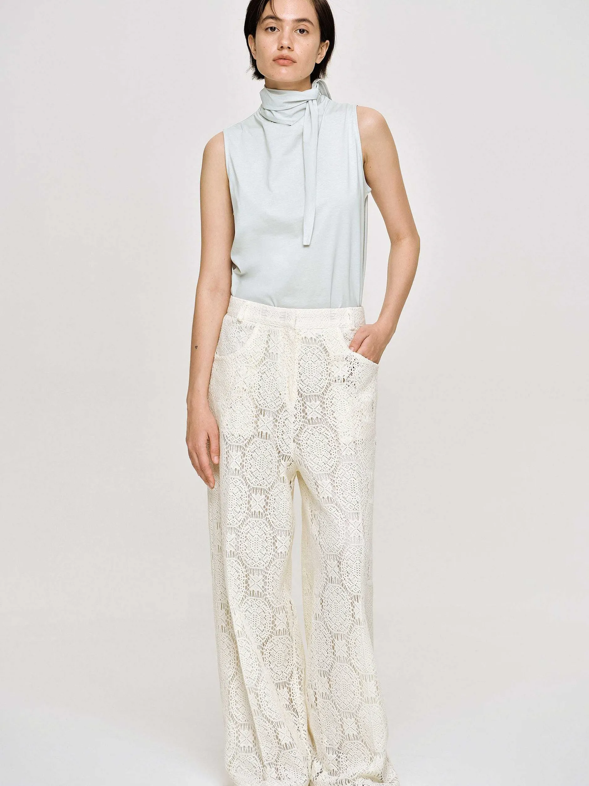 Accessories-Source Unknown Scarf-Neck Top, Blizzard Blue