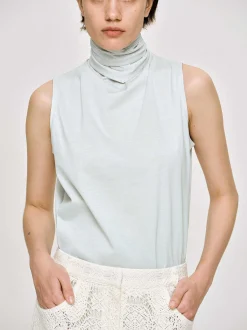 Accessories-Source Unknown Scarf-Neck Top, Blizzard Blue