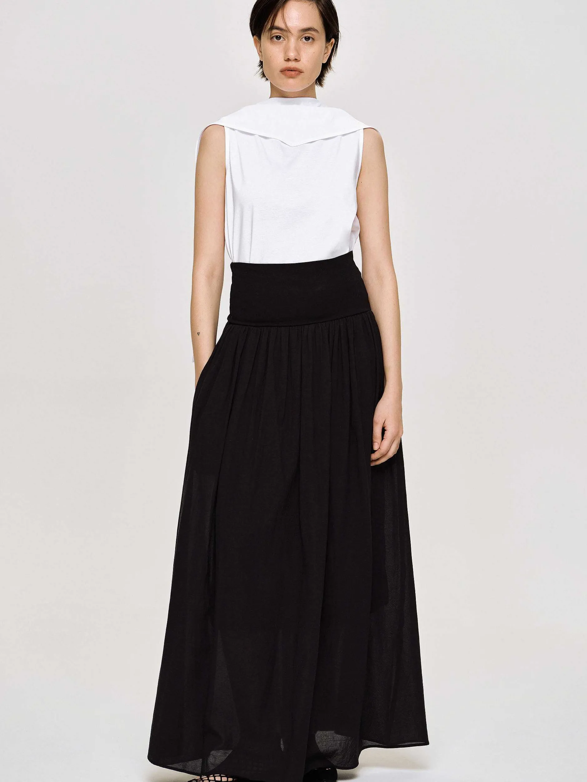 Accessories-Source Unknown Scarf-Neck Top, White