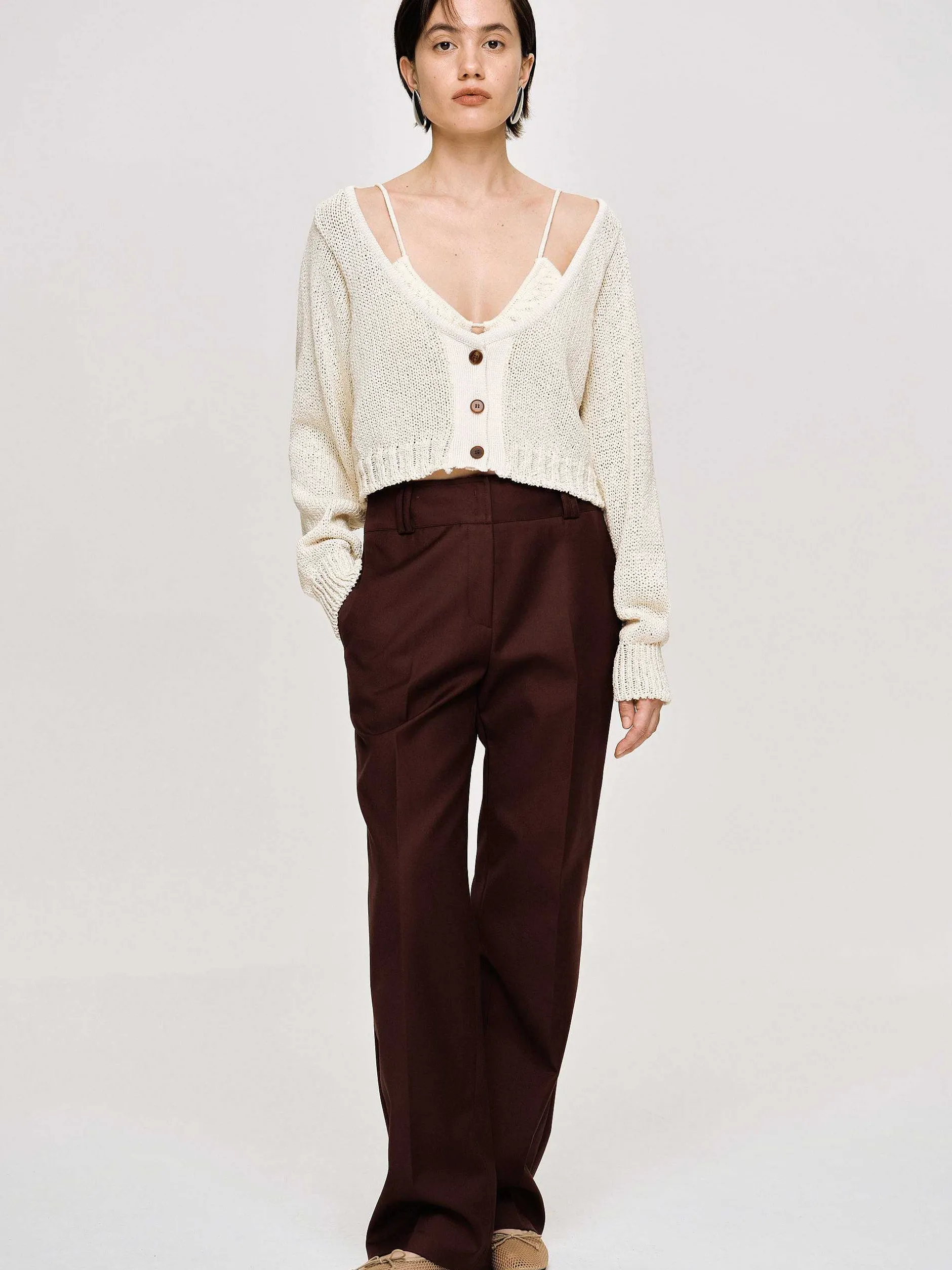 Knitwear-Source Unknown Scoop Neck Knit, Almond