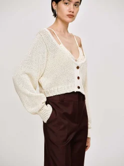Knitwear-Source Unknown Scoop Neck Knit, Almond
